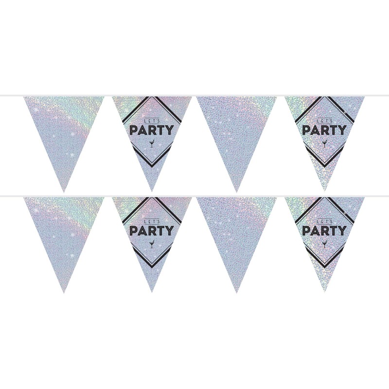 2x Vlaggenlijnen Lets party holografische feest slinger 10 meter