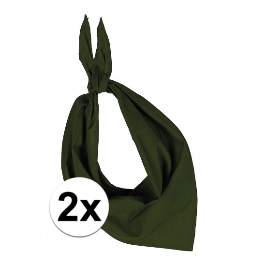 2x Zakdoek bandana olijf groen