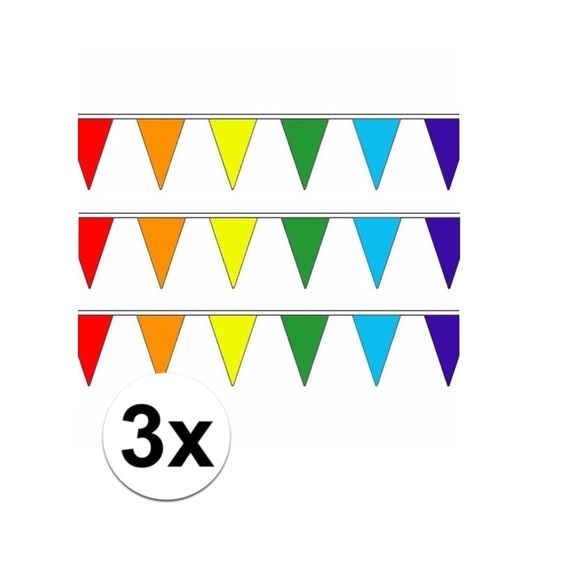 3 stuks Polyester vlaggenlijn regenboog 5 meter