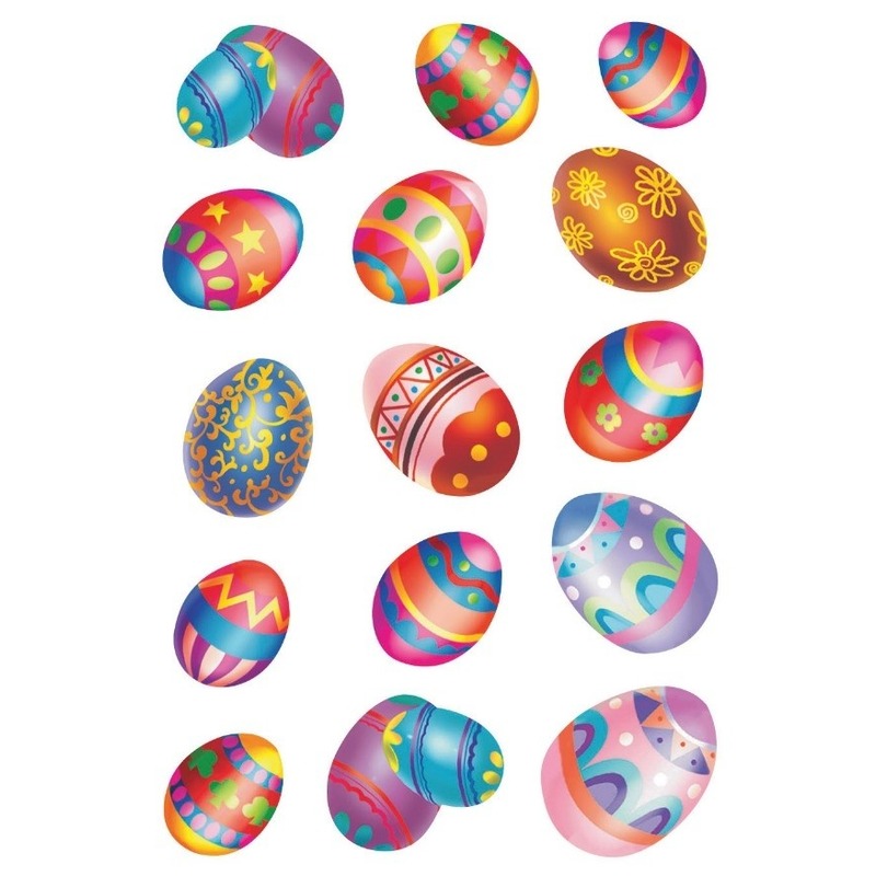 30x Gekleurde paaseieren stickers met glitters