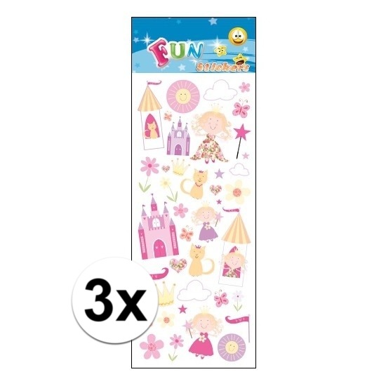 3x Stickervel prinsessen
