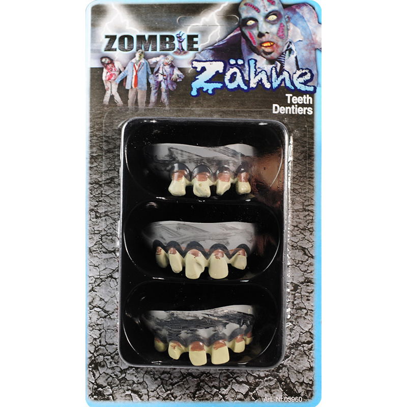 3x stuks zombie tandjes/tanden/gebitjes voor carnaval