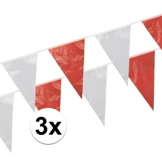3x Vlaggenlijnen rood/wit 10 meter