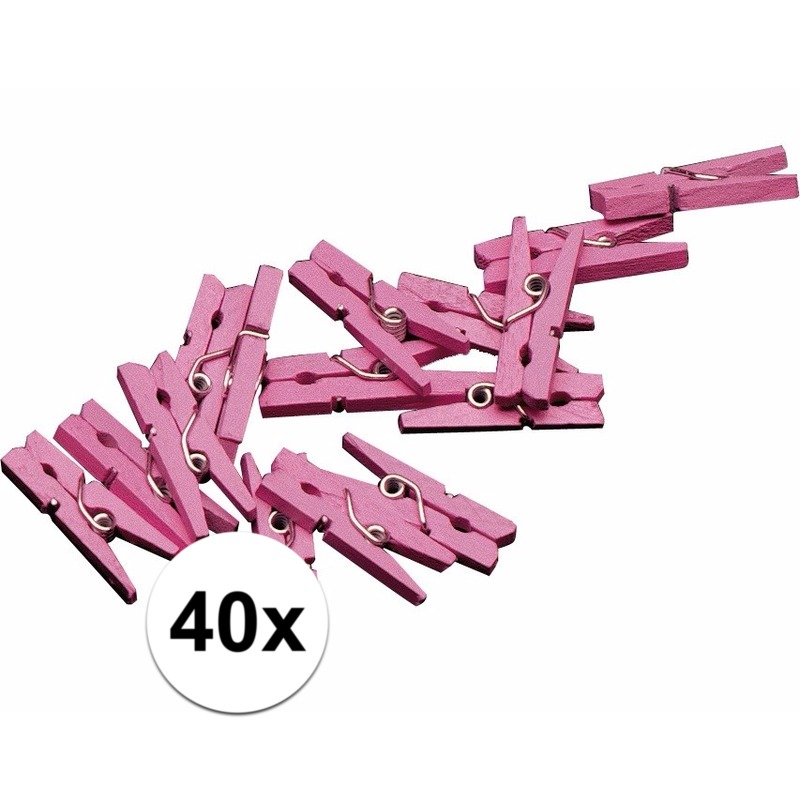 40 mini knijpertjes roze