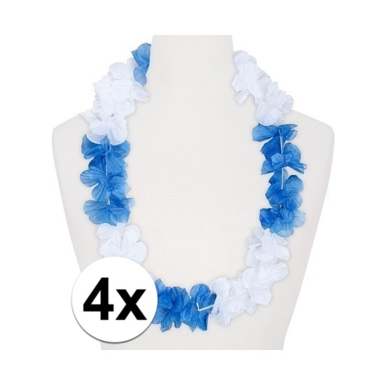 4x Hawaii kransen wit/blauw