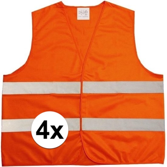 4x Oranje veiligheidsvesten voor volwassenen