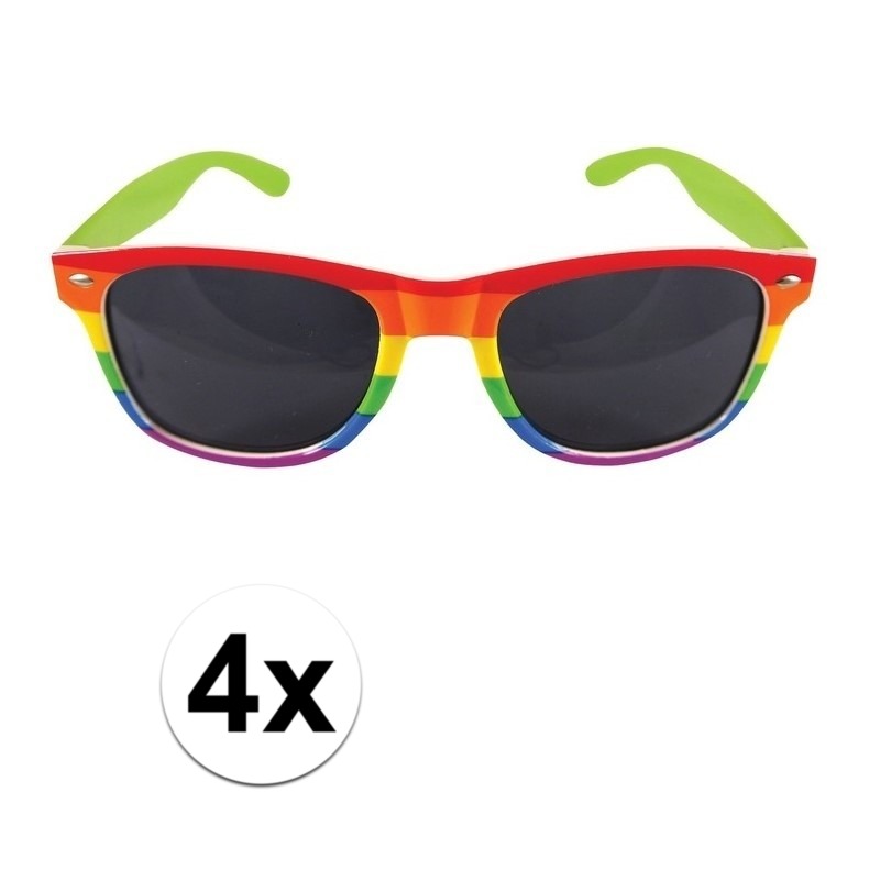 4x Regenboog feest brillen voor volwassenen