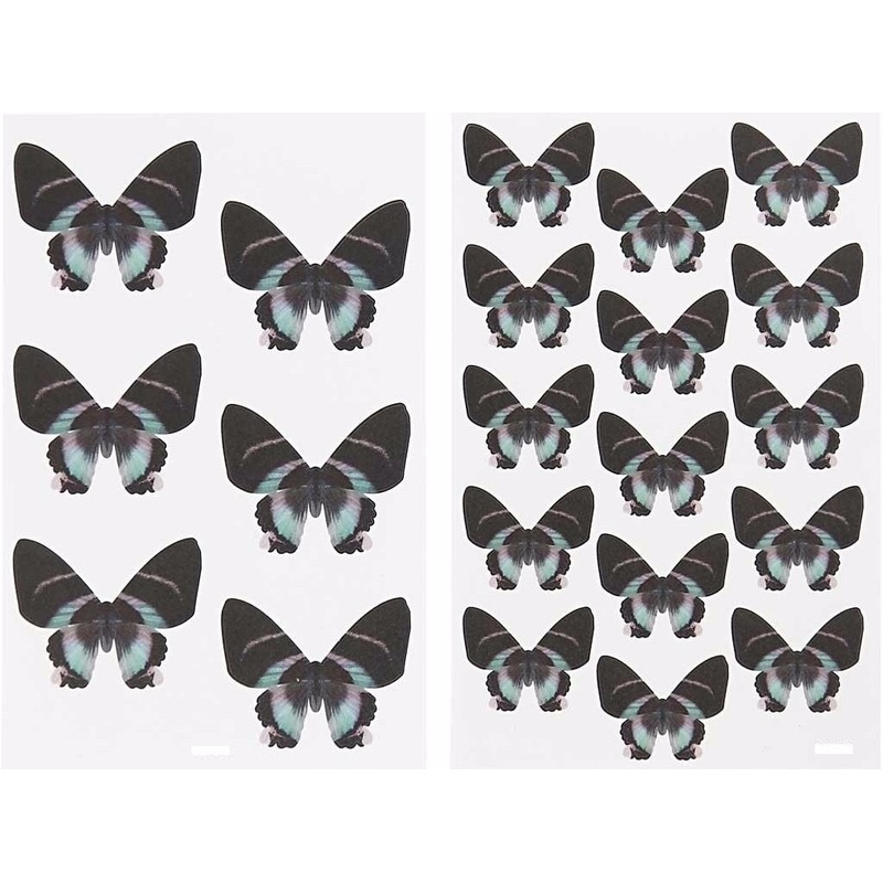 4x stuks vellen zwarte vlinder stickers