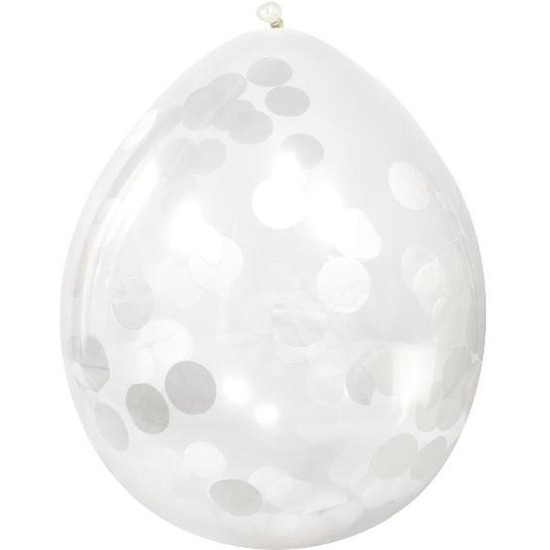4x Transparante ballon witte confetti 30 cm