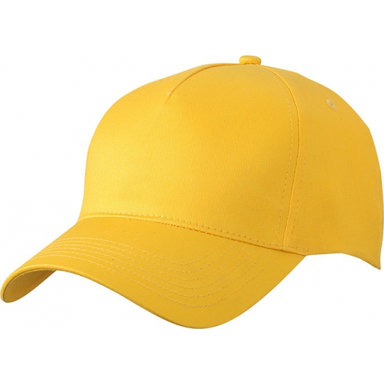 5-panel baseball petjes /caps in de kleur goud geel voor volwassenen