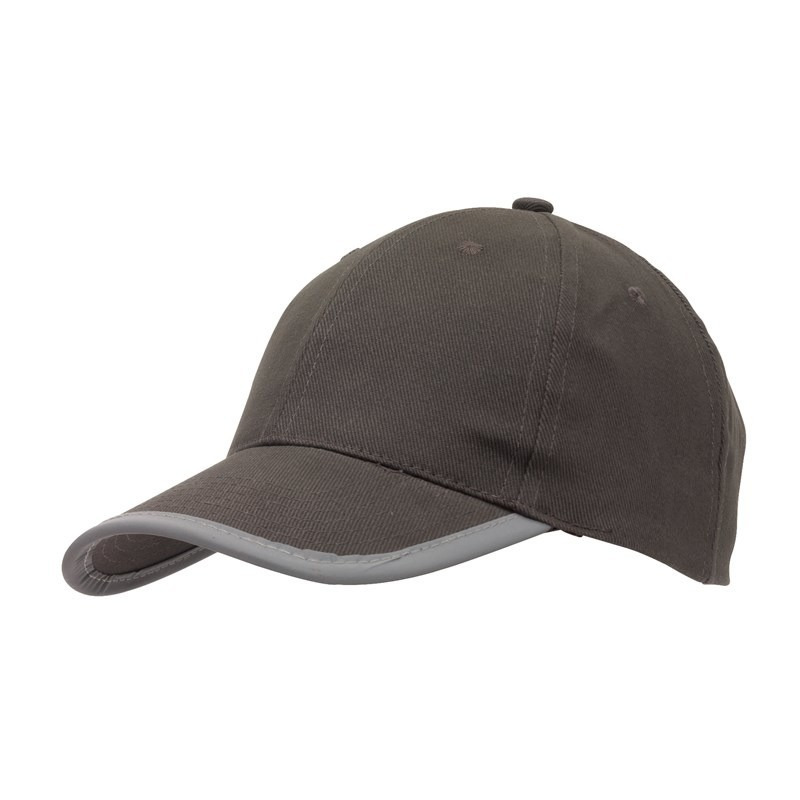 5-panel baseballcap grijs met reflecterende rand voor volwassenen