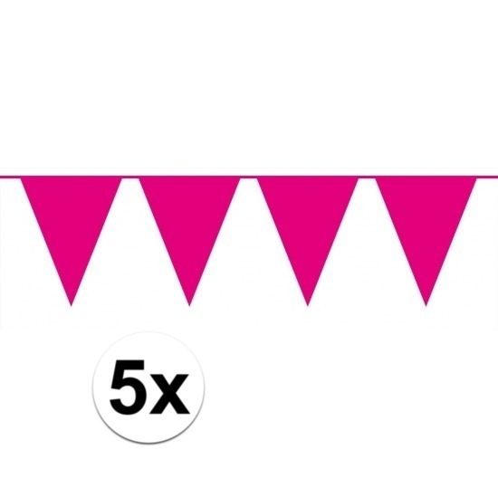 5 stuks Vlaggenlijnen/slingers XXL roze 10 meter