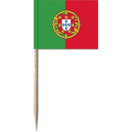 50x Cocktailprikkers Portugal 8 cm vlaggetje landen decoratie