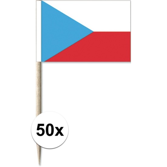 50x Cocktailprikkers Tsjechi? 8 cm vlaggetje landen decoratie