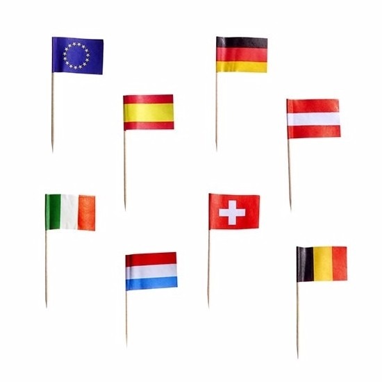 50x stuks cocktailprikkers vlaggetjes Europa