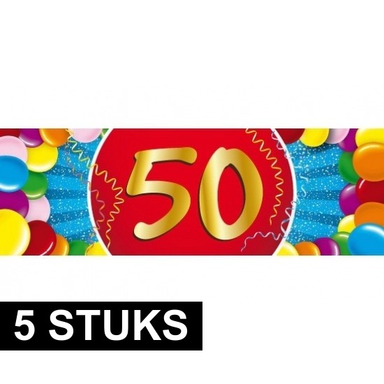5x 50 jaar verjaardag/jubileum feest stickers