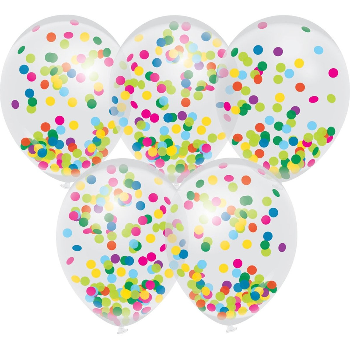 5x Confetti thema feest ballonnen 30 cm