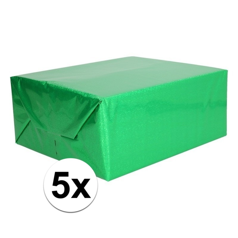 5x Holografische groen metallic folie - inpakpapier 70 x 150 cm