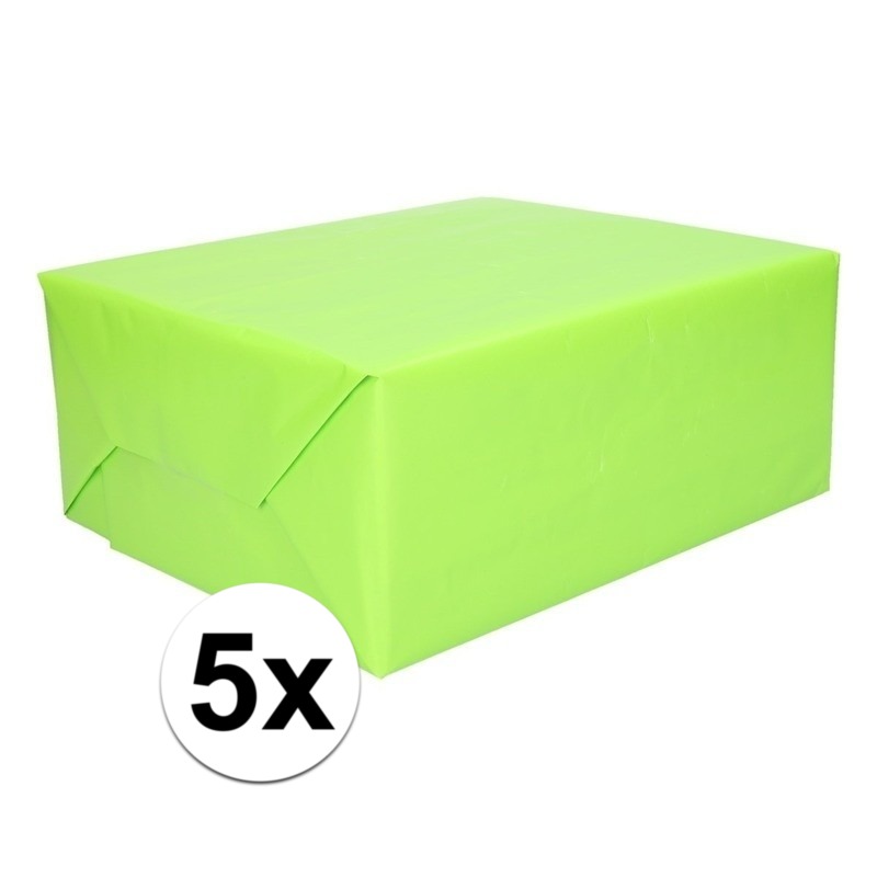 5x Kadopapier lime groen 200 x 70 cm op rol