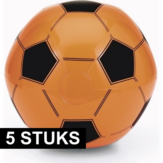5x Opblaasbare oranje voetbal strandballen speelgoed