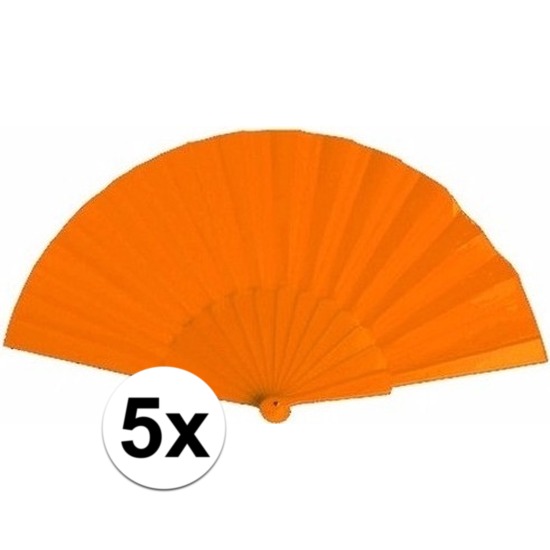 5x Spaanse handwaaiers oranje 23 cm