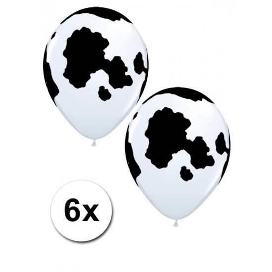 6 koeien print ballonnen 28 cm
