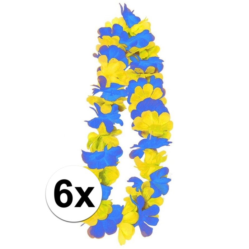 6x Blauw/gele hawaii slingers
