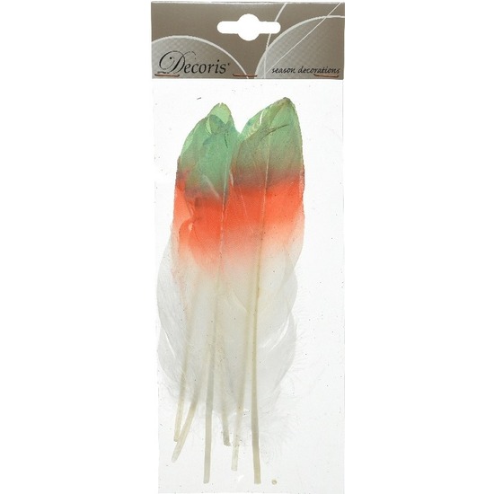 6x Groen/oranje/witte sierveren 18 cm decoraties