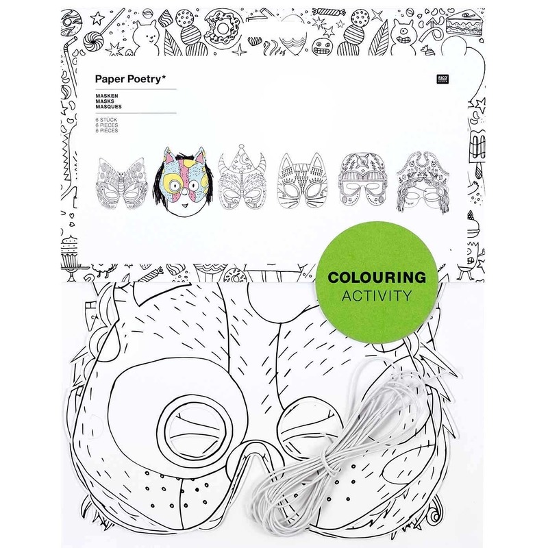 6x Knutsel papieren maskers om in te kleuren voor kinderen
