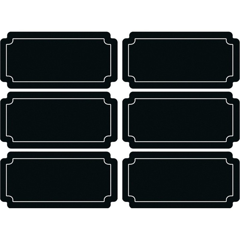 6x stuks Krijtbord voorraadkast etiketten/stickers rechthoekig