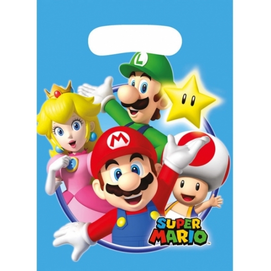 6x stuks Super Mario thema feestzakjes/cadeauzakjes
