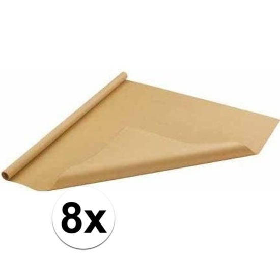 8x Inpakpapier/cadeaupapier bruin 500 x 70 cm op rol