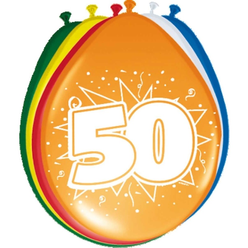 8x stuks Ballonnen versiering 50 jaar thema feestartikelen