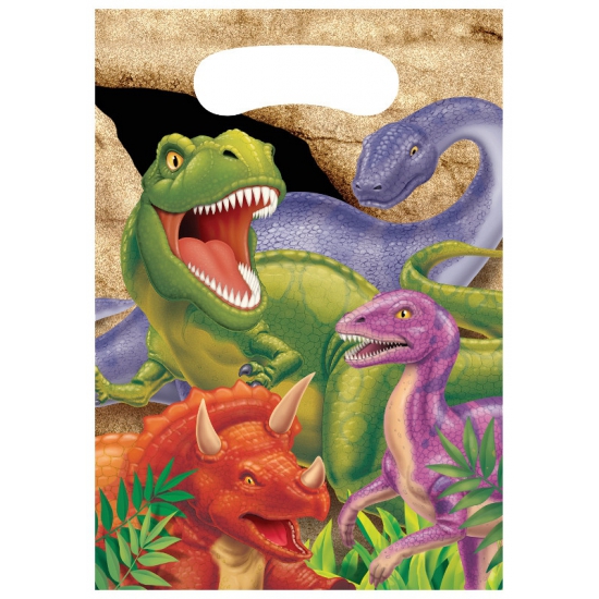 8x stuks Dinosaurus thema uitdeelzakjes/feestzakjes