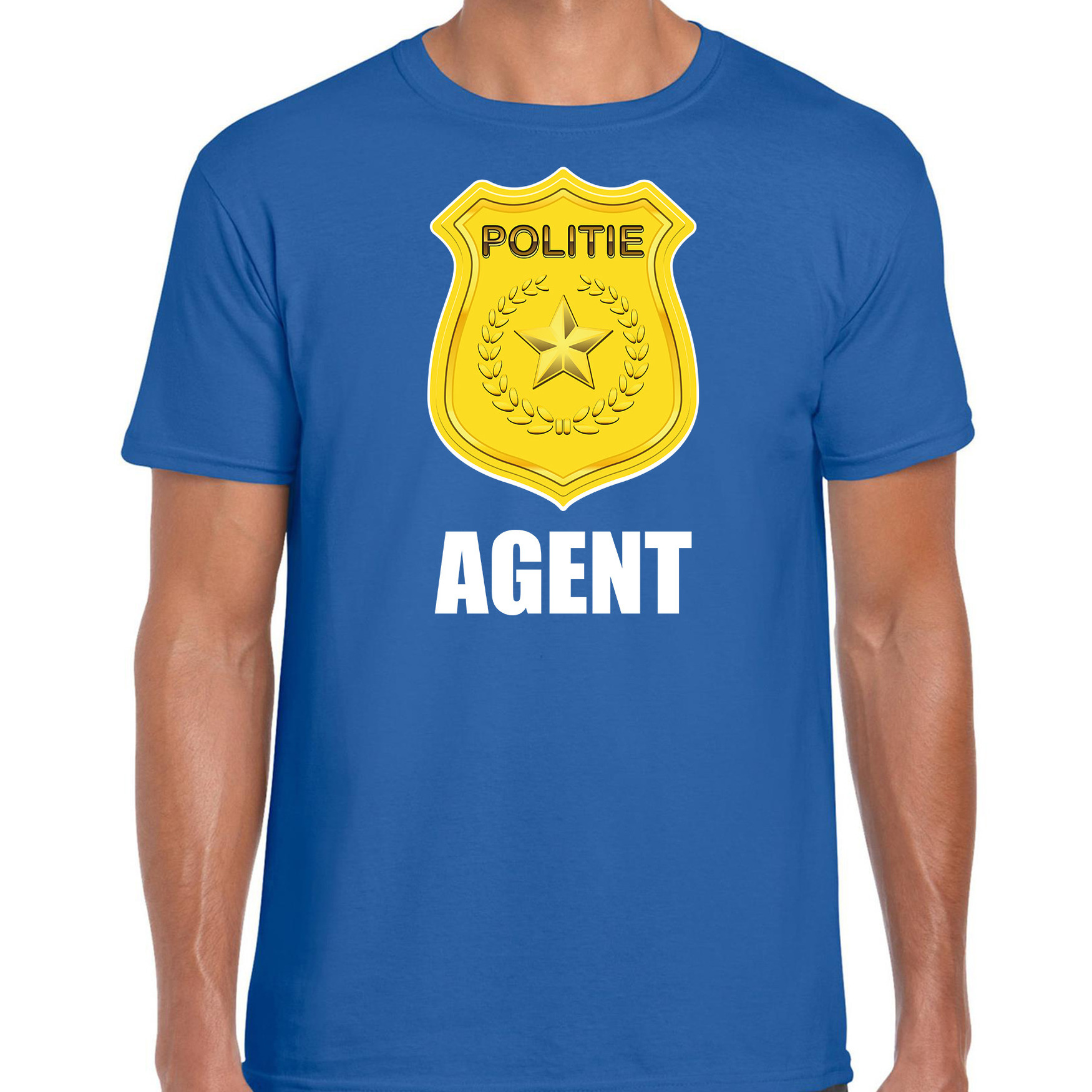 Agent politie embleem carnaval t-shirt blauw voor heren