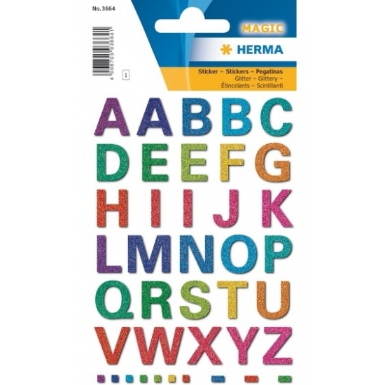 Alfabet stickervel met 42x plakletters gekleurd 1,5 cm