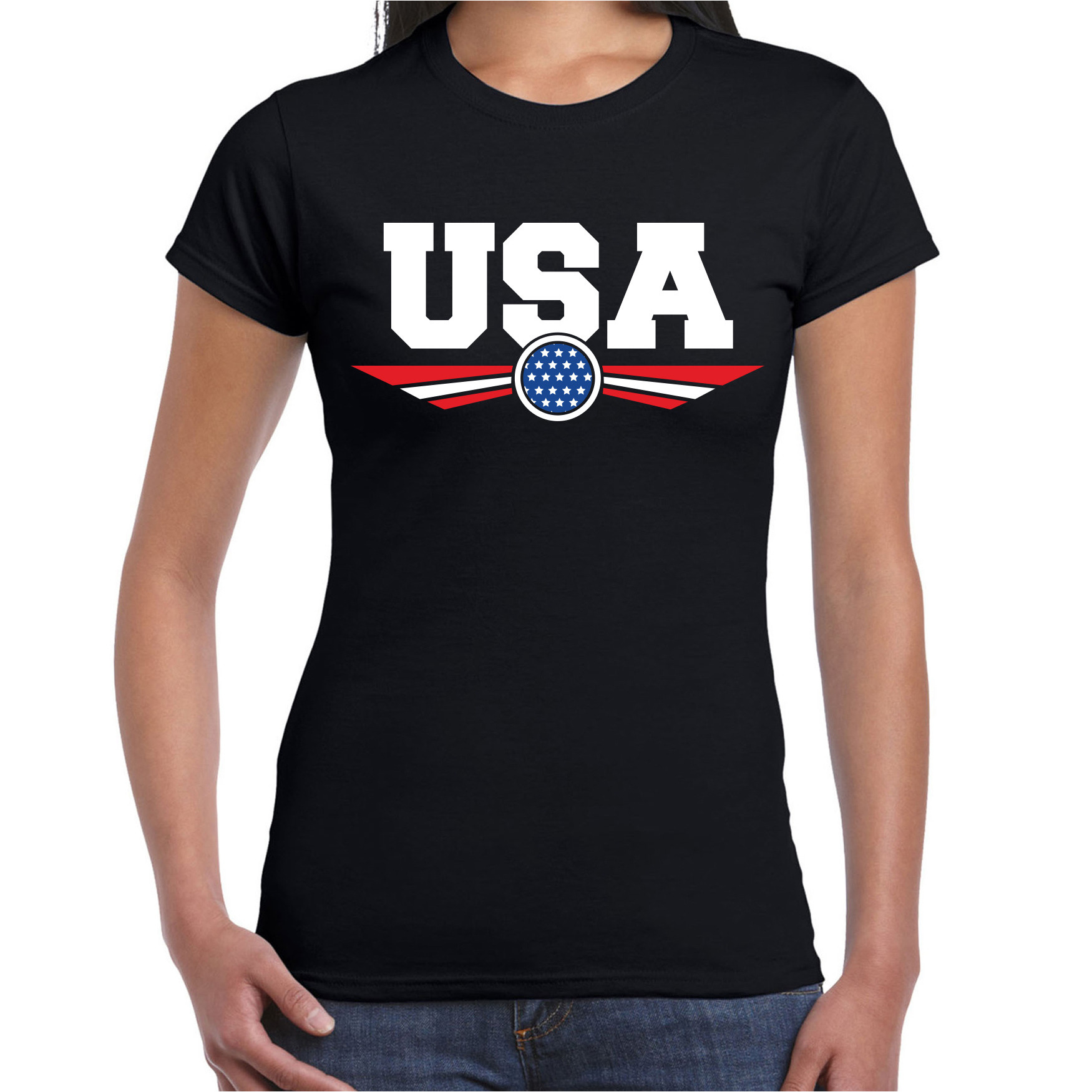 Amerika / America / USA anden t-shirt zwart dames