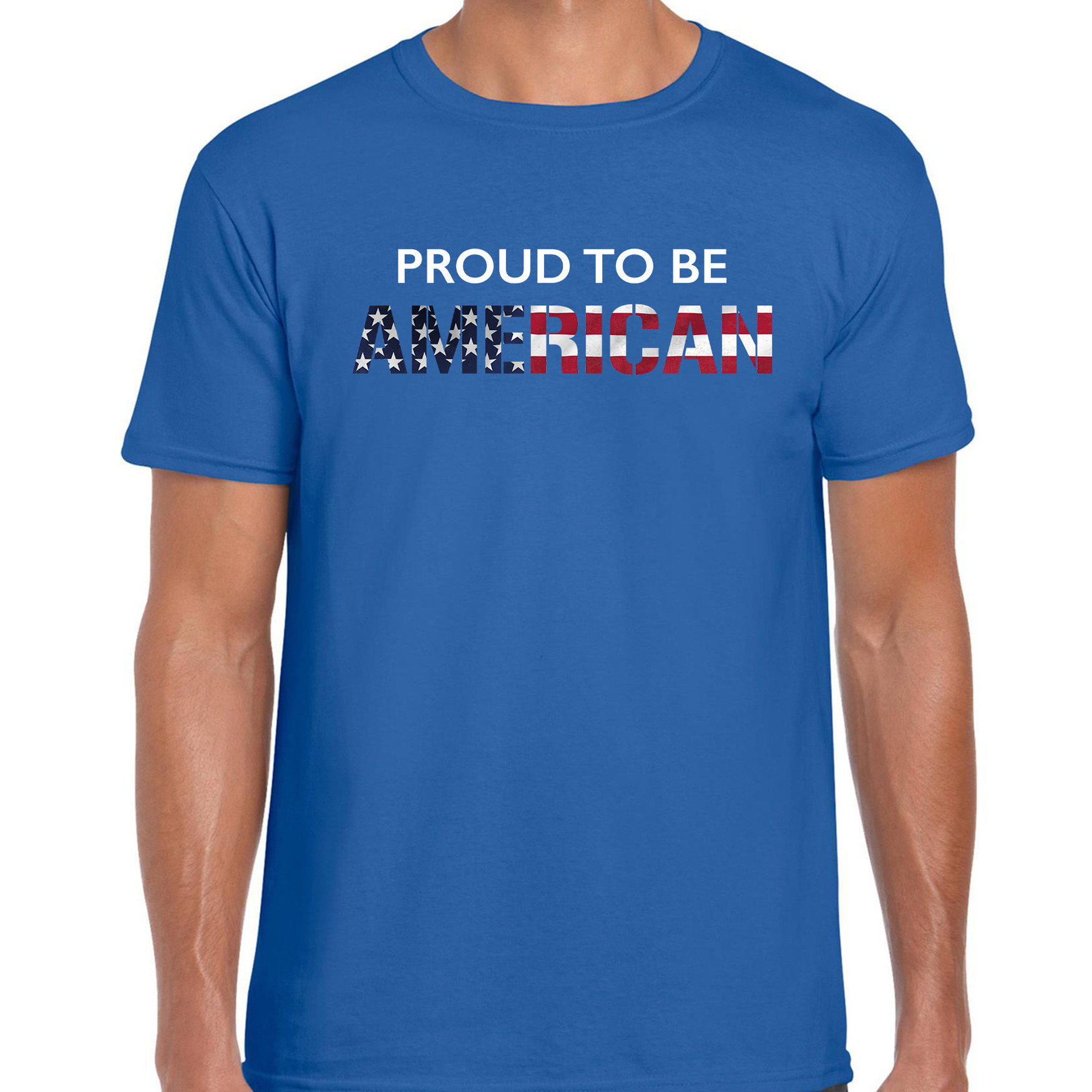 Amerika Proud to be American landen t-shirt blauw heren