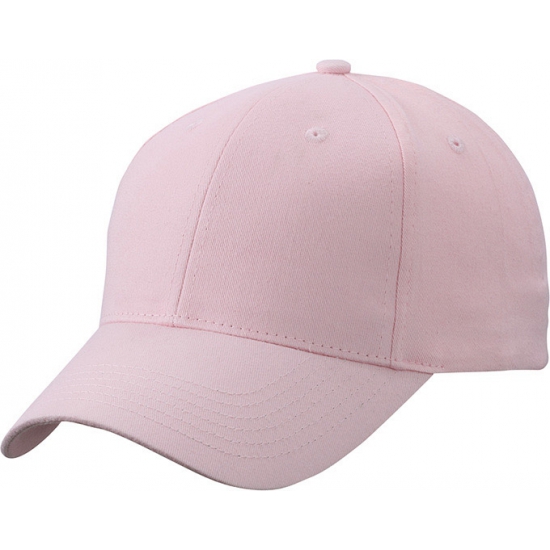 Baseball cap 6-panel licht roze voor volwassenen