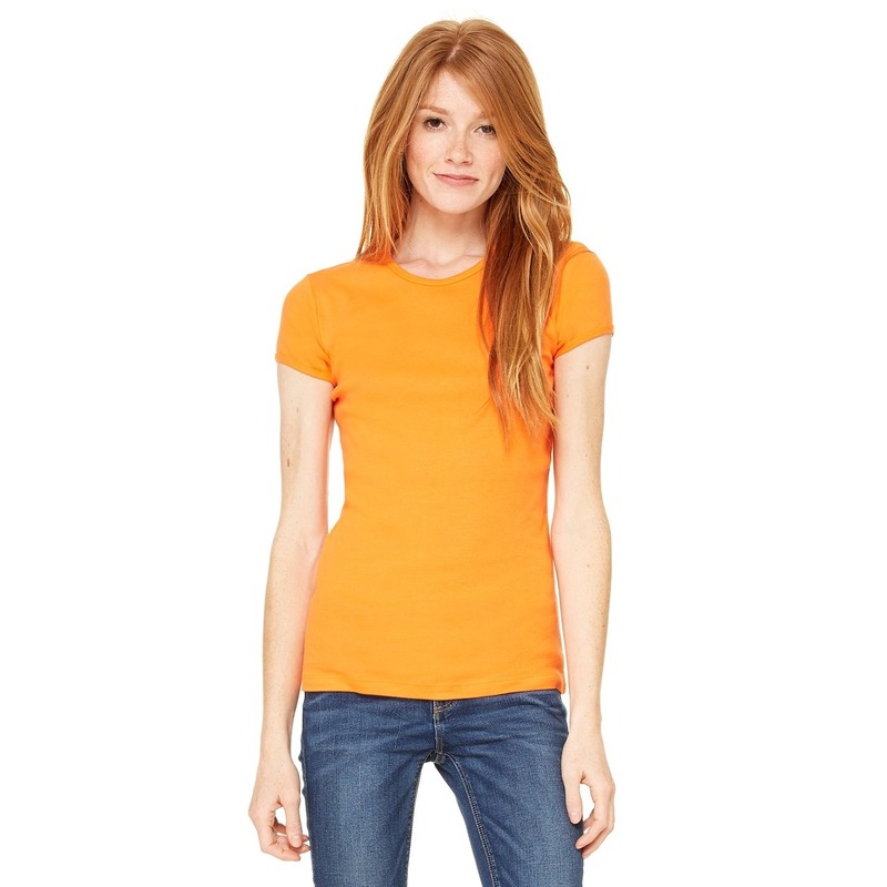 Basic t-shirt oranje met ronde hals voor dames