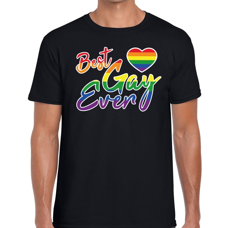 Best gay ever regenboog pride shirt zwart voor heren