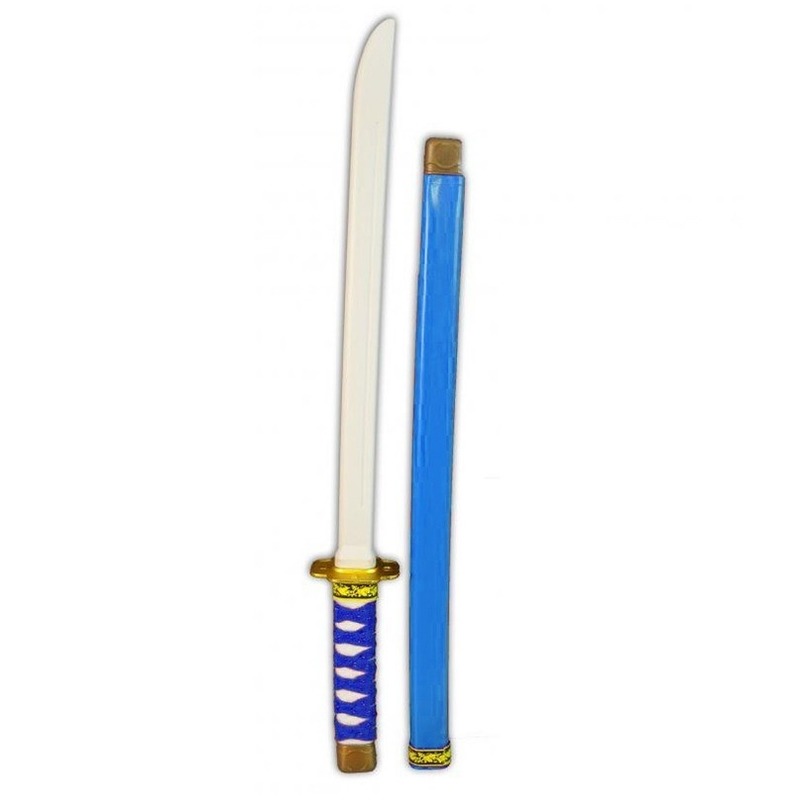 Blauw plastic ninja/ samurai zwaard 60 cm