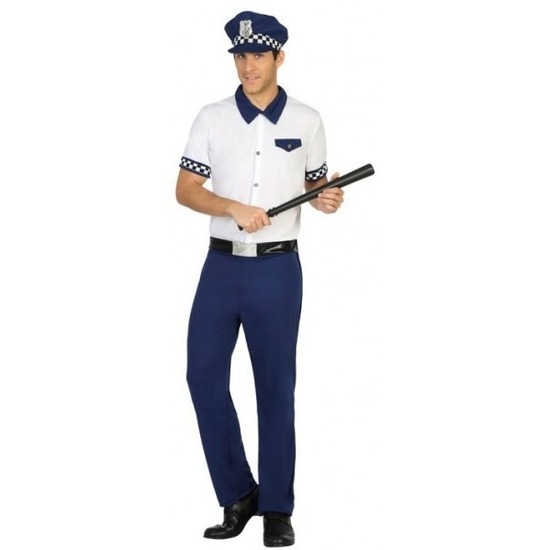 Blauw/wit politie verkleed pak/kostuum voor heren