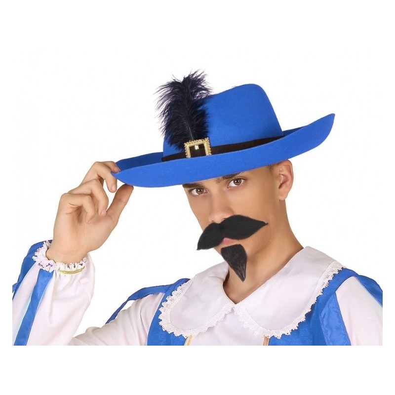 Blauwe musketier verkleed hoed voor volwassenen