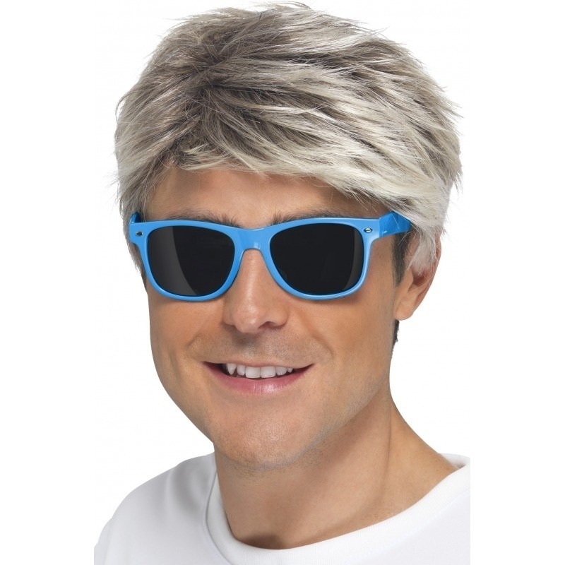 Blauwe neon feestbril voor volwassenen
