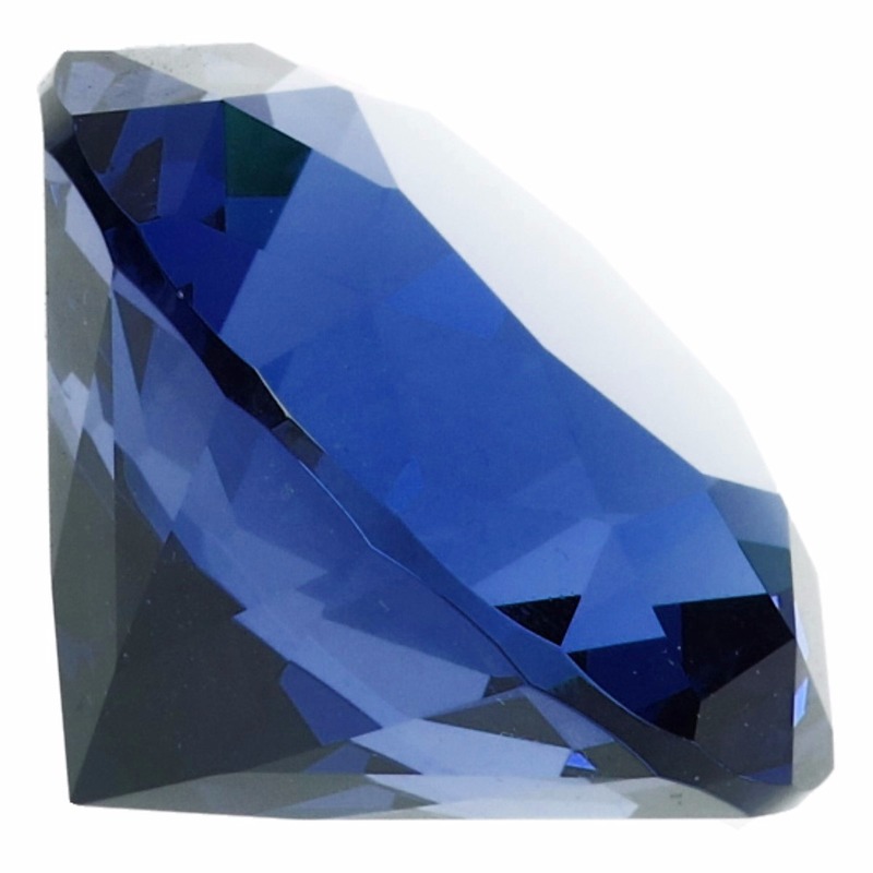 Blauwe nep diamant 4 cm van glas