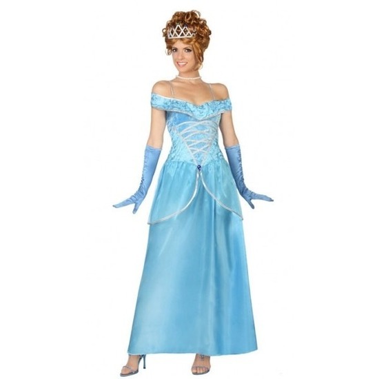 Blauwe prinsessen verkleed jurk voor dames