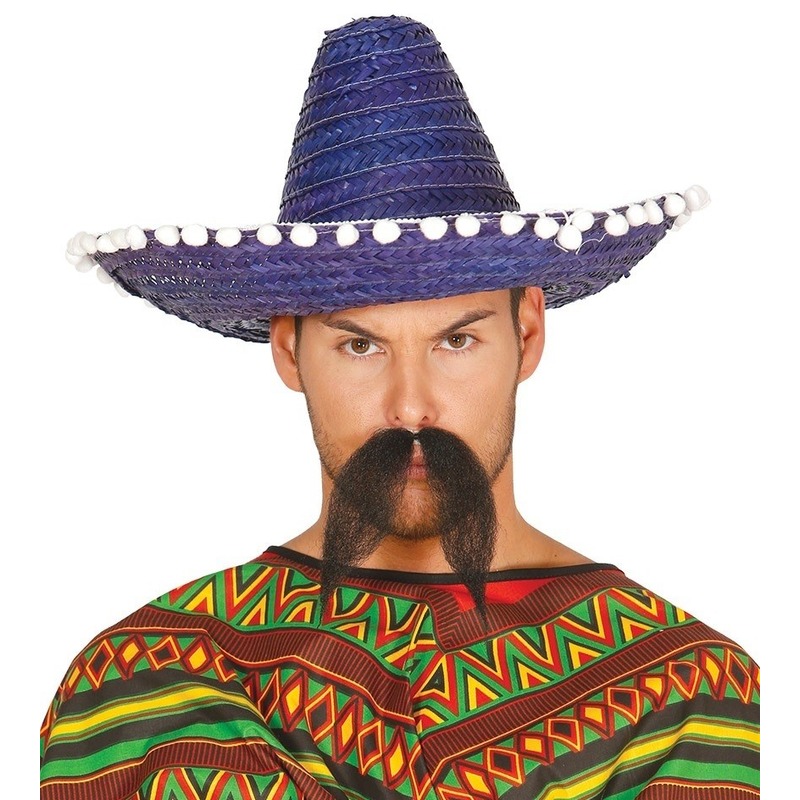 Blauwe sombrero/Mexicaanse hoed 45 cm voor volwassenen