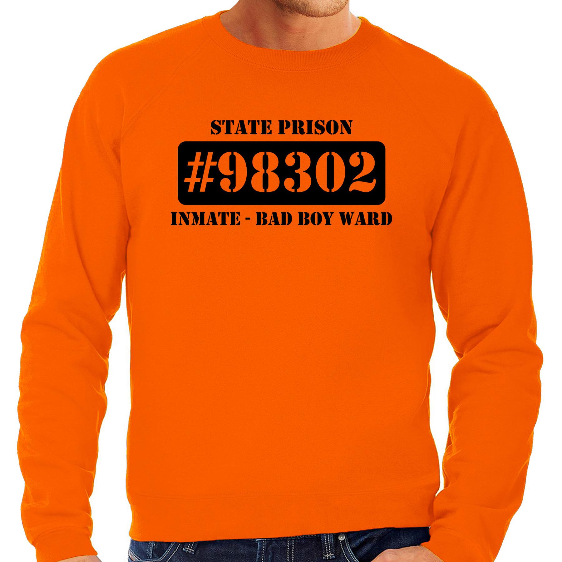 Boeven / gevangenen bad boy ward verkleed sweater oranje heren