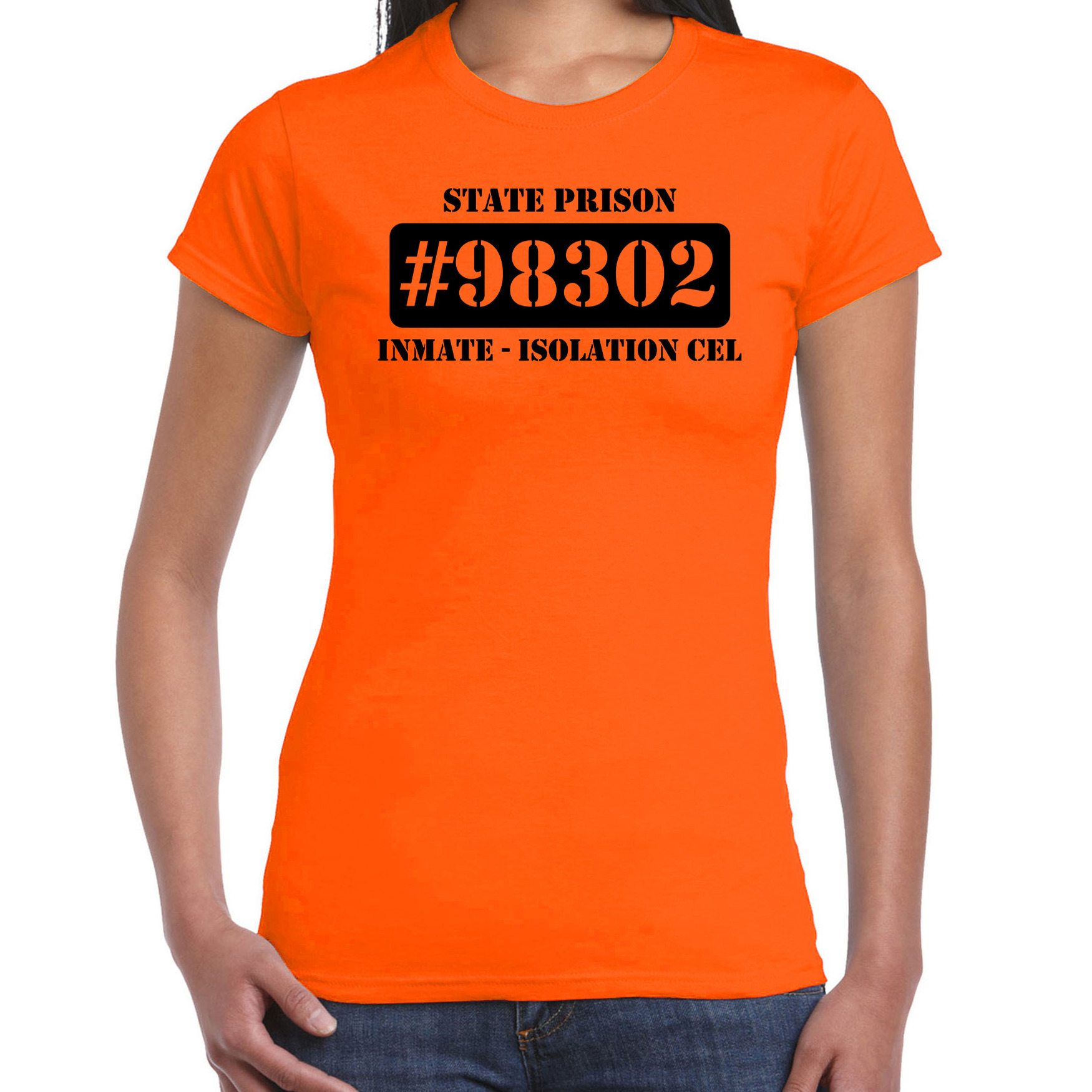 Boeven / gevangenen isolation cel verkleed shirt oranje dames